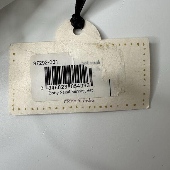 MacKenzie Childs Dotty Salad Serving Set Wood With Black White Polka Dot Handle - Picture 13 of 16